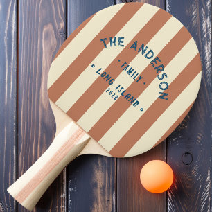 Pala De Ping Pong Seaside Pale Rosa Striping & Family Name