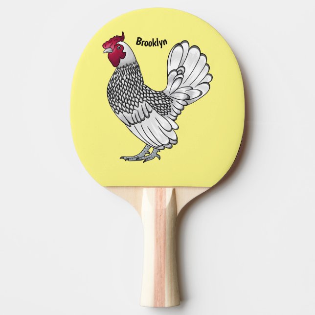 Pala De Ping Pong Sebright chicken cartoon illustration  (Anverso)