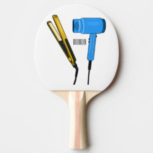 Pala De Ping Pong Secador de pelo y ilustracion de alisador de pelo