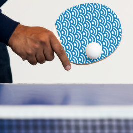 Pala De Ping Pong Seigaiha, olas, japonés, azul y blanco