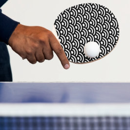 Pala De Ping Pong Seigaiha, olas, japonés, blanco y negro