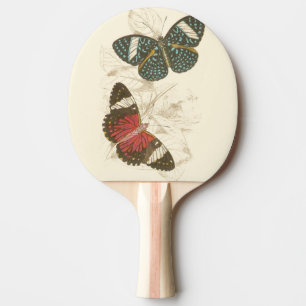 Pala De Ping Pong Sepia se va con mariposas coloridas