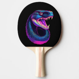 Pala De Ping Pong Serpiente Cobra en estilo estético vaporwave