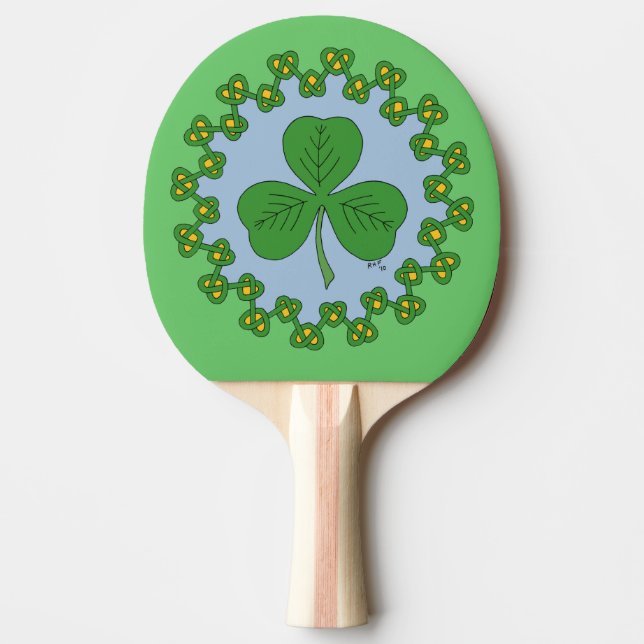 Pala De Ping Pong Shamrock and Knotwork (Anverso)