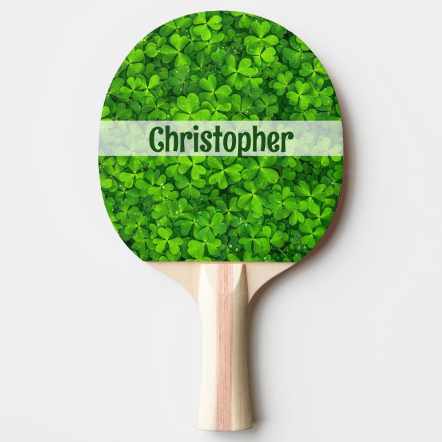 Pala De Ping Pong Shamrock Clovers Añadir nombre (Anverso)