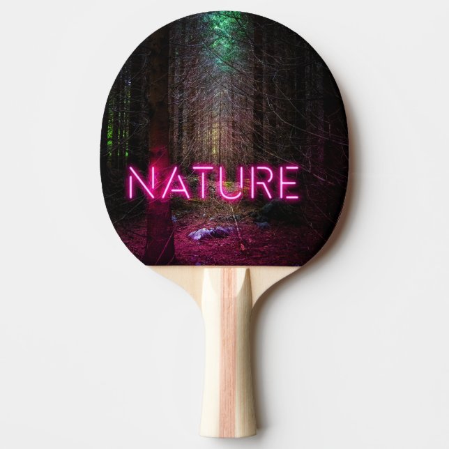 Pala De Ping Pong Signo de neón magenta de la naturaleza misteriosa  (Anverso)