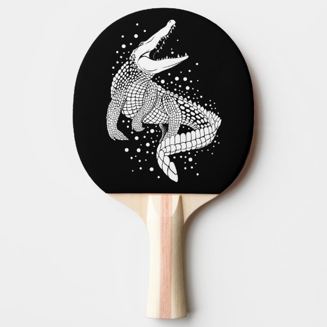 Pala De Ping Pong Silhouette de animales blancos - Cocodrilo (Anverso)