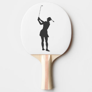 Pala De Ping Pong Silhouette de una mujer jugando al golf