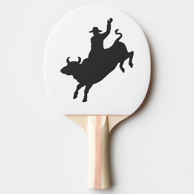 Pala De Ping Pong Silhouette Rodeo Bull Ride (Anverso)