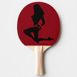 Pala De Ping Pong Silueta de mujer bikini despedida de soltero roja