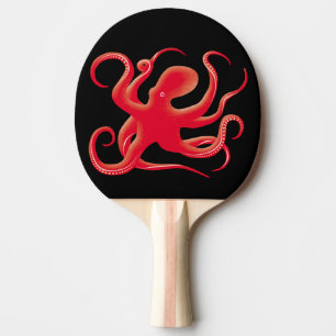 Pala De Ping Pong Silueta de pulpo de arte simple vector rojo