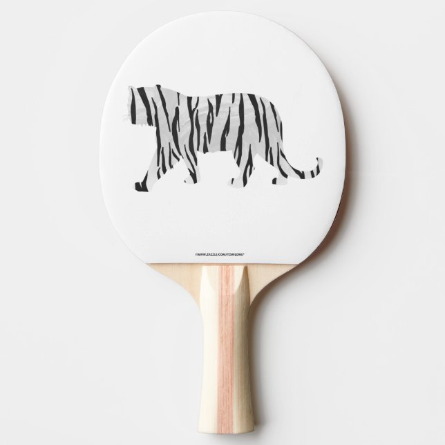 Pala De Ping Pong Silueta Tigre Blanco y Negro (Anverso)
