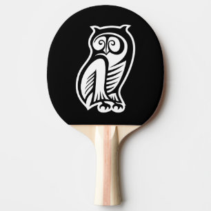 Pala De Ping Pong Símbolo de búho blanco