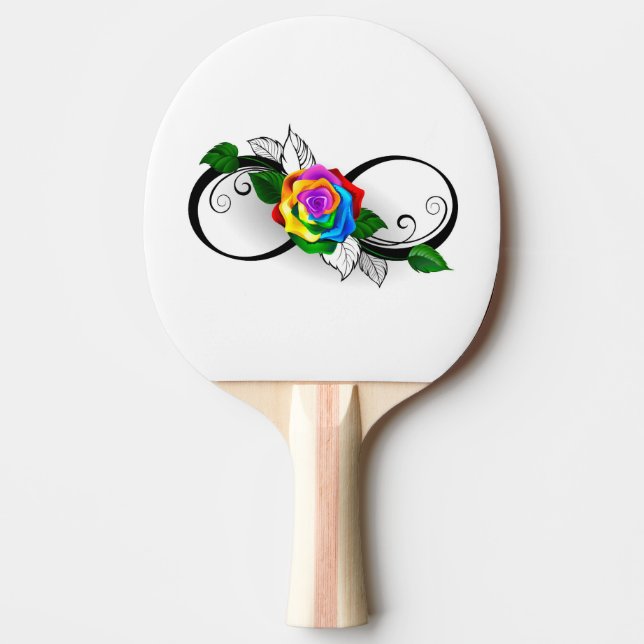 Pala De Ping Pong Símbolo de infinito con rosa arcoíris (Anverso)