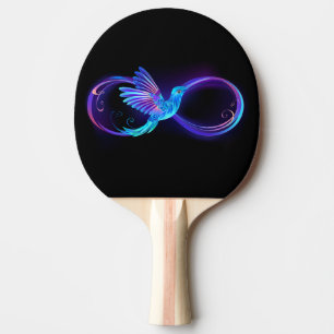 Pala De Ping Pong Símbolo de infinito neón con colibrí brillante