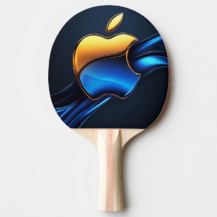 Pala De Ping Pong Símbolo de manzana azul dorada con detalle abstrac