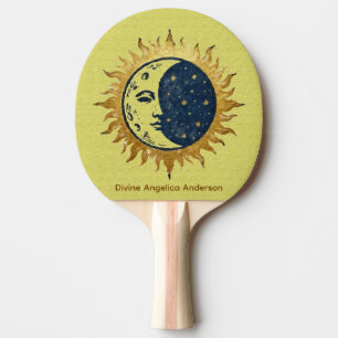Pala De Ping Pong Símbolo del Universo Celeste, Luna, Sol y Estrella