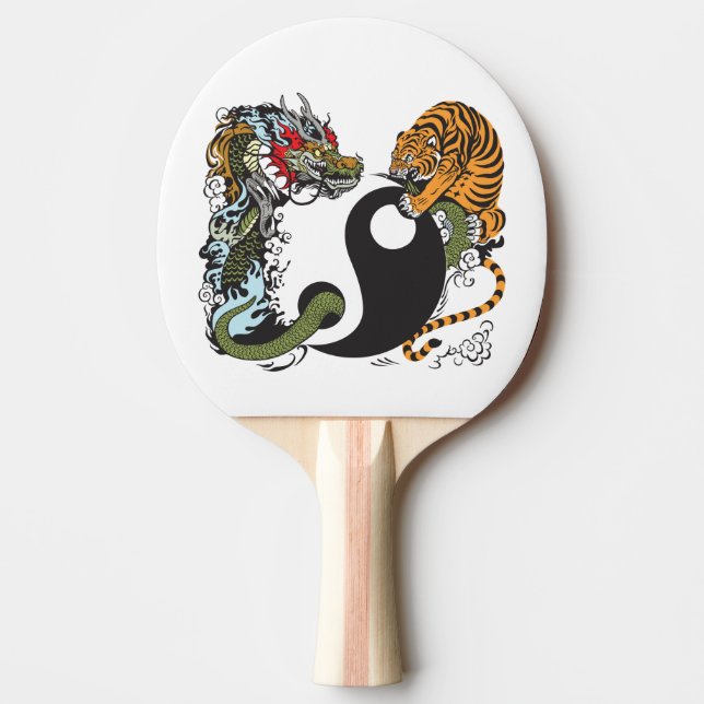Pala De Ping Pong símbolo dragón y tigre yin yang (Anverso)