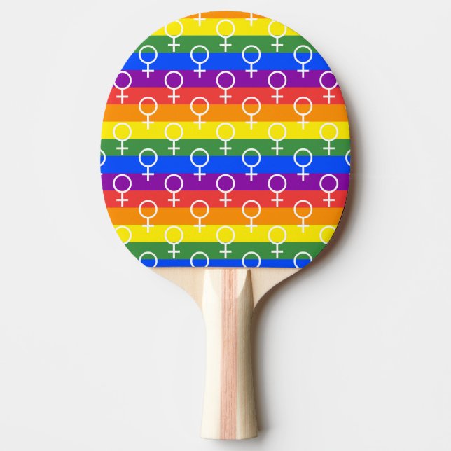 Pala De Ping Pong Símbolo femenino patrón arco iris (Anverso)