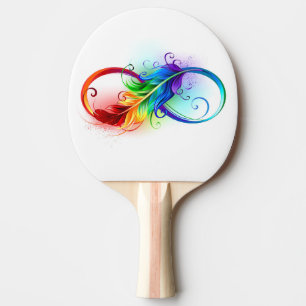Pala De Ping Pong Símbolo infinito con plumas arcoiris