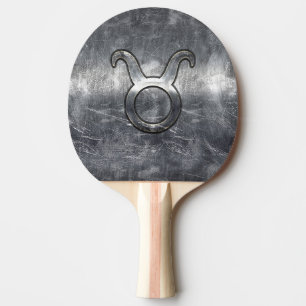 Pala De Ping Pong Símbolo Taurus Zodiac con estilo grunge angustiado