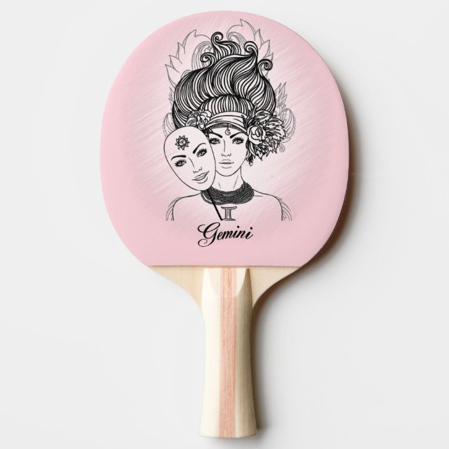 Pala De Ping Pong Símbolo zodiacal de Géminis del teatro de la dama  (Reverso)