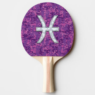 Pala De Ping Pong Símbolo zodíaco de Fuchsia Camo Digital