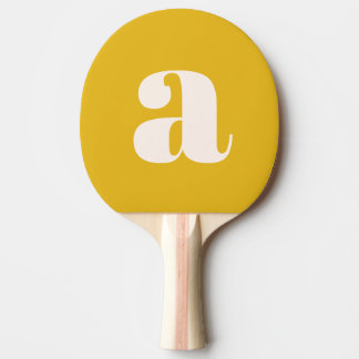 Pala De Ping Pong Simple Amarillo Verano Negrita Monograma Retro Ini
