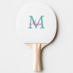 Pala De Ping Pong simple minimal añadir nombre monograma verde rosa
