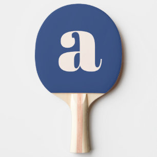 Pala De Ping Pong Simple Moderno Azul Negrita Monograma Inicial Retr