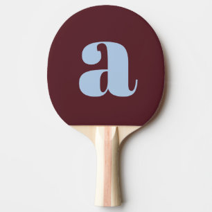 Pala De Ping Pong Simple Monograma Inicial Retro Negrita en Burdeos