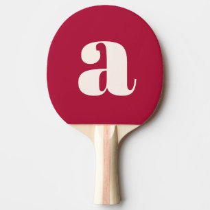 Pala De Ping Pong Simple Monograma Inicial Retro Negrita Rojo Carmes