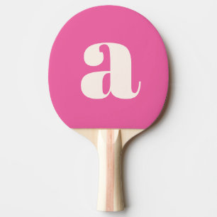 Pala De Ping Pong Simple Monograma Inicial Retro Negrita Rosa Calien
