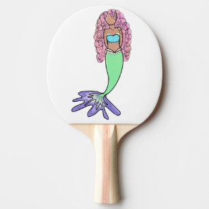 Pala De Ping Pong sirena arcoíris rosa azul morado verde negro rizad