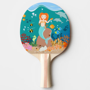 Pala De Ping Pong Sirena y delfines en la fiesta de cumpleaños del m