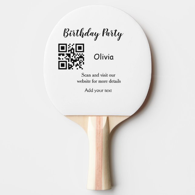Pala De Ping Pong sitio web de fiesta de cumpleaños simple código de (Anverso)