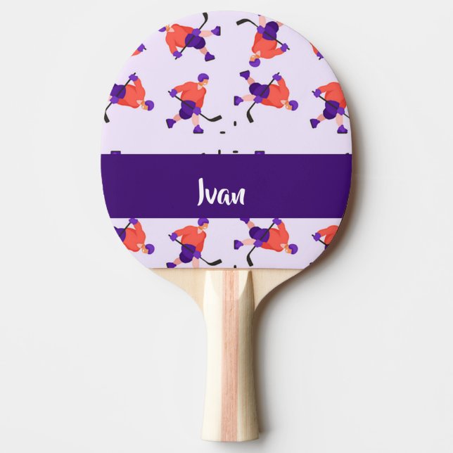 Pala De Ping Pong Skating ice hockey player pattern (Anverso)