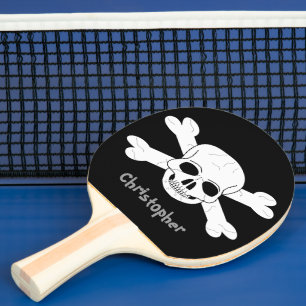Pala De Ping Pong Skull Y Crossbone Sólo Añadir Nombre