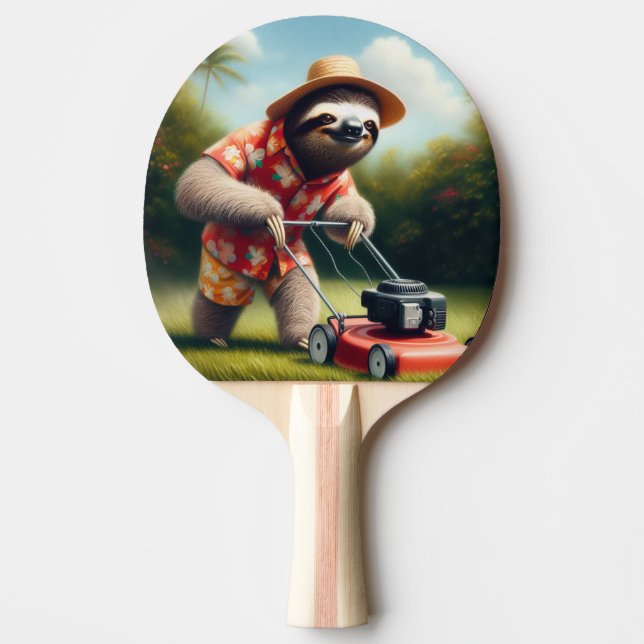 Pala De Ping Pong Sloth Mowing Lawn (Anverso)