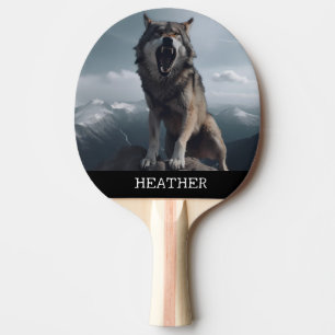 Pala De Ping Pong Snarling Wolf Monogram Woodland