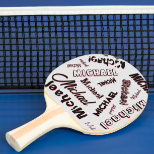 Pala De Ping Pong Sombra de color de rosa monograma de patrón de nom