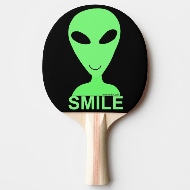 Pala De Ping Pong Sonreír Feliz Alien Humor Geek Pequeño Hombres Ver (Anverso)