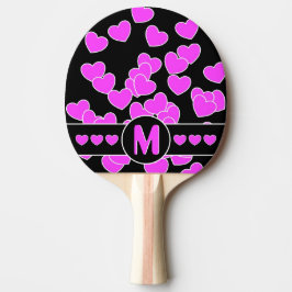 Pala De Ping Pong Sorprendente Corazón Rosa En Blanco Y Negro, Monog