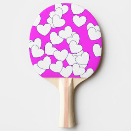 Pala De Ping Pong Sorprendente Rosa Con Corazón Blanco