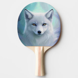 Pala De Ping Pong Sorprendente zorro blanco de nieve en tierra helad