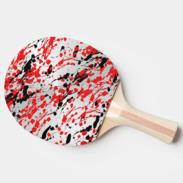 Pala De Ping Pong Splash y goteo de resplandor negro y rojo