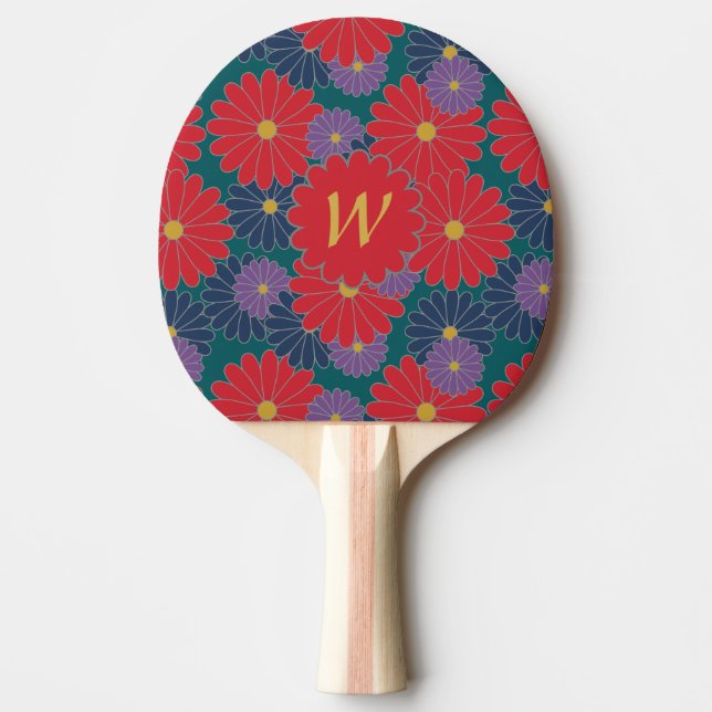 Pala De Ping Pong Splashy Fall Floral Ping Pong Paddle (Anverso)