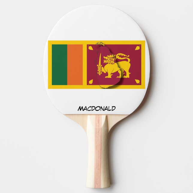 Pala De Ping Pong SRI LANKA FLAG & MAP Personalizado (Anverso)