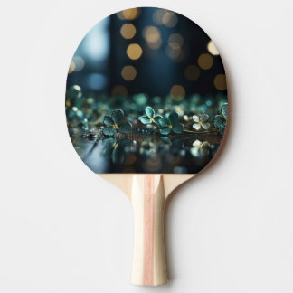 Pala De Ping Pong ☘️ St. Patrick's Day Gold Bokeh & Clovers