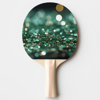 Pala De Ping Pong ☘️ St. Patrick's Day Green Purpurina Bokeh
